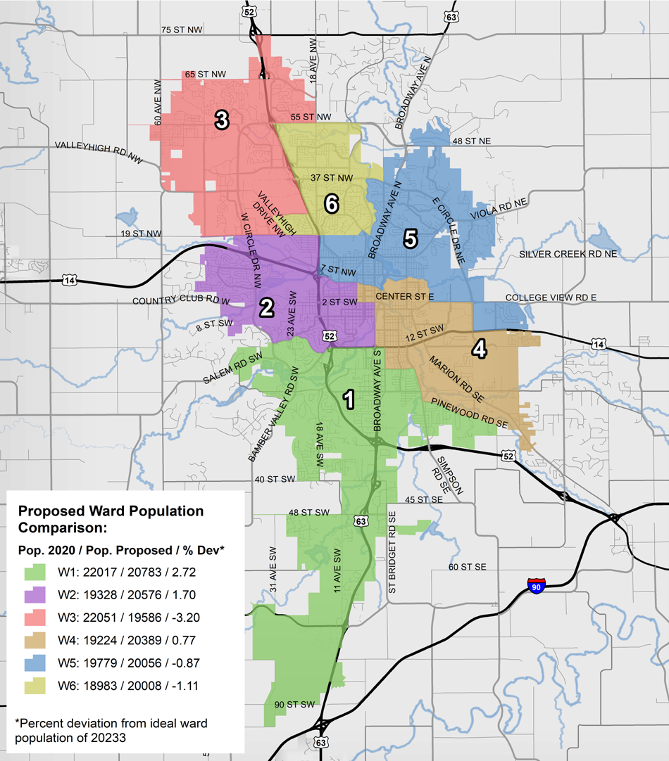 Rochester Minnesota District Ward Map for Voting